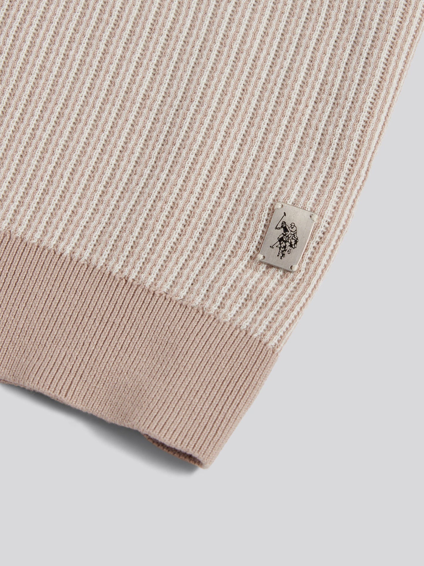 Mens Cotton Vertical Texture Knit T-Shirt Atmosphere