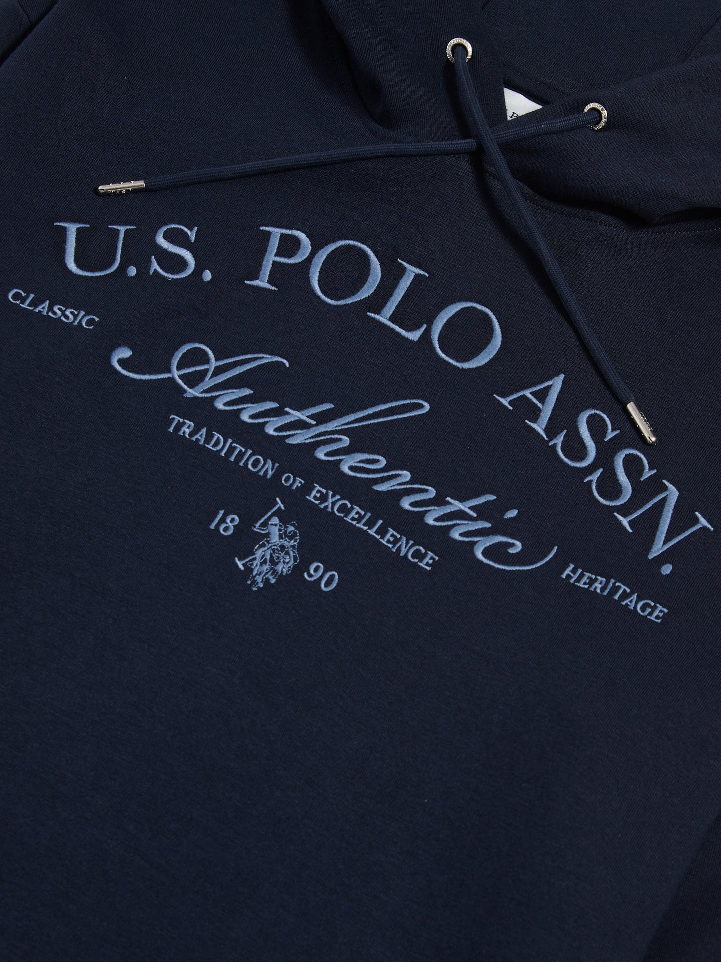 Mens Drop Shoulder Arch Script Hoodie Dark Sapphire Navy
