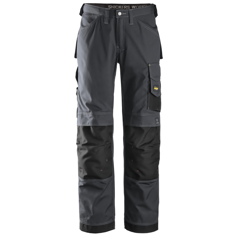 Snickers 3313 Craftsmen Trousers, Rip-Stop Steel Grey/Black Waist 39"- Leg 37"- Snickers Size: 256