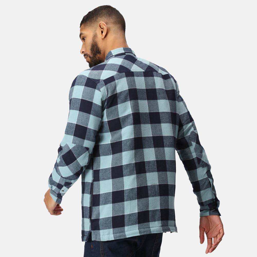 Regatta TRS216 Shelford Padded Check Shirt Jacket Blue Check Large