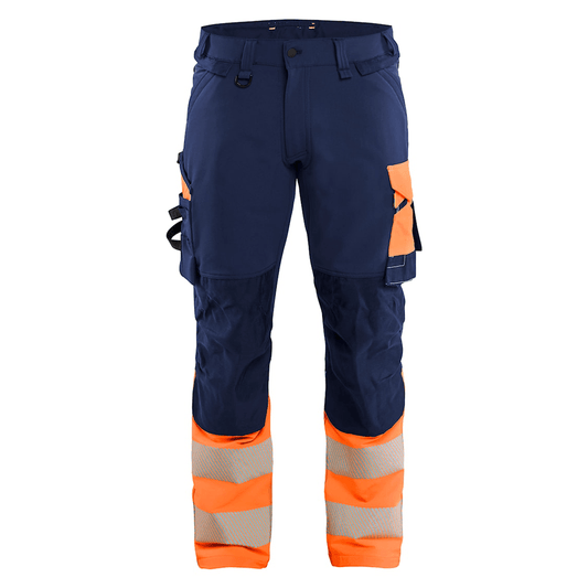 Blaklader 1126 Hi-Vis 4-Way Stretch Kneepad Trousers Navy/Orange