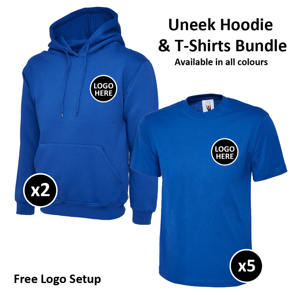 Uneek Hoodie & T-Shirts Bundle Inc Logo - 7 Items