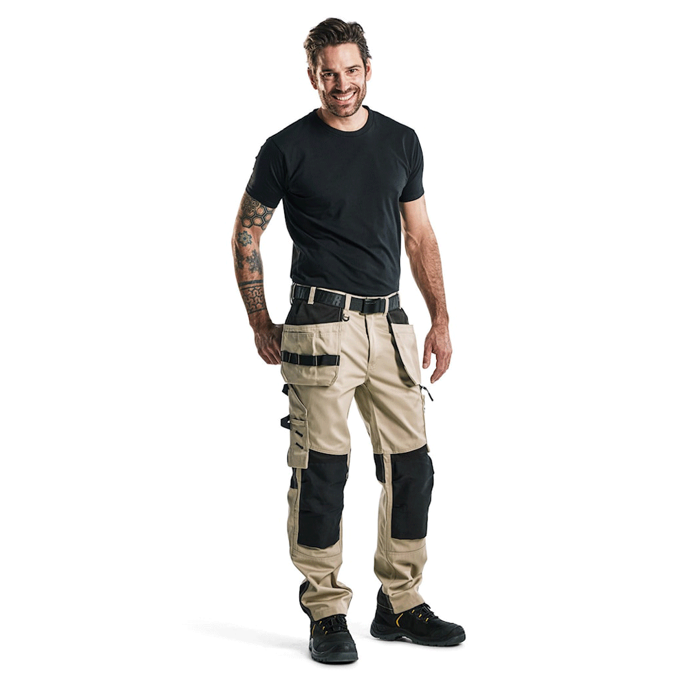 Blaklader 1555 Holster Pocket Craftsmen Work Trousers Stone / Black
