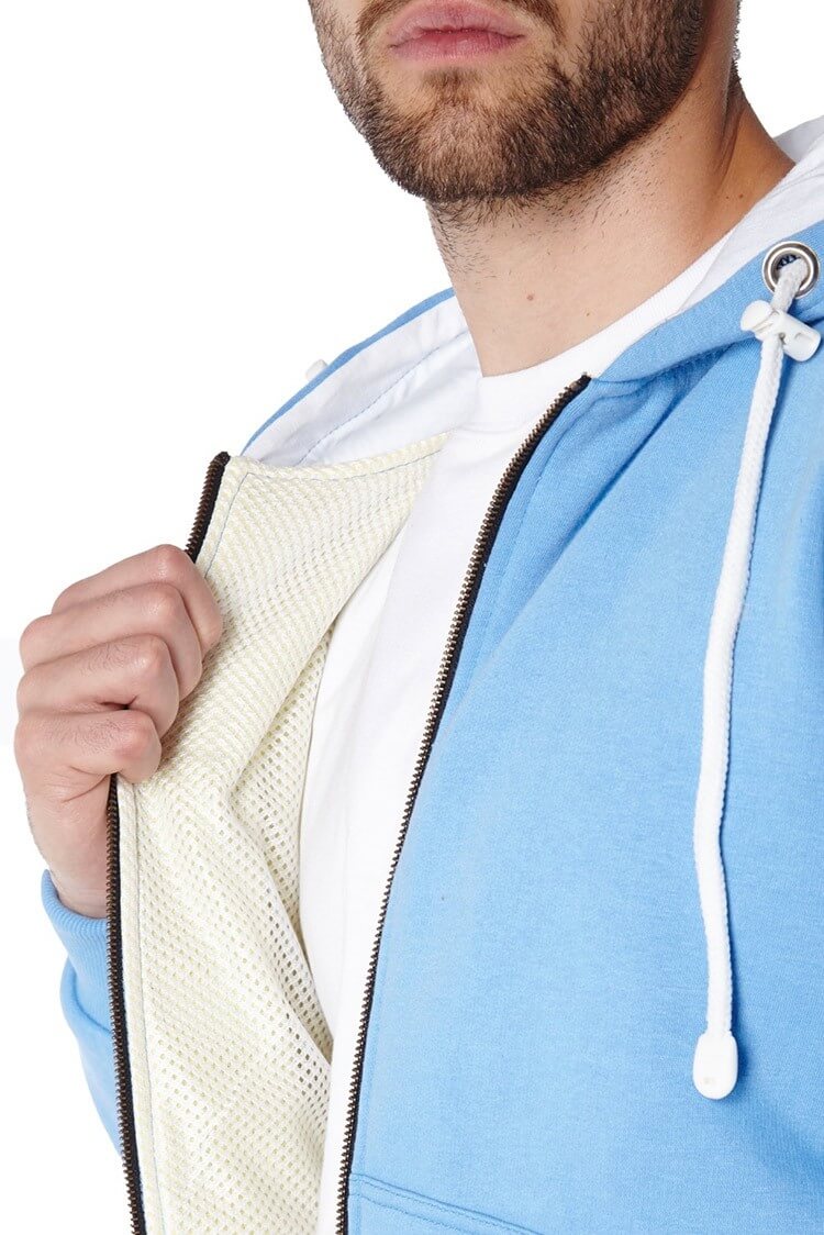 Ladies Knife Resistant Anti Slash Hooded Top in Blue