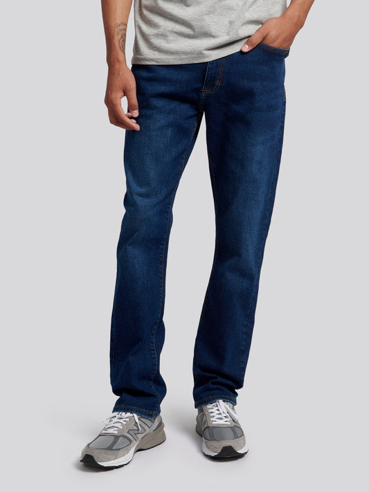Mens 5 Pocket Regular Fit Denim Jeans in Dark Wash