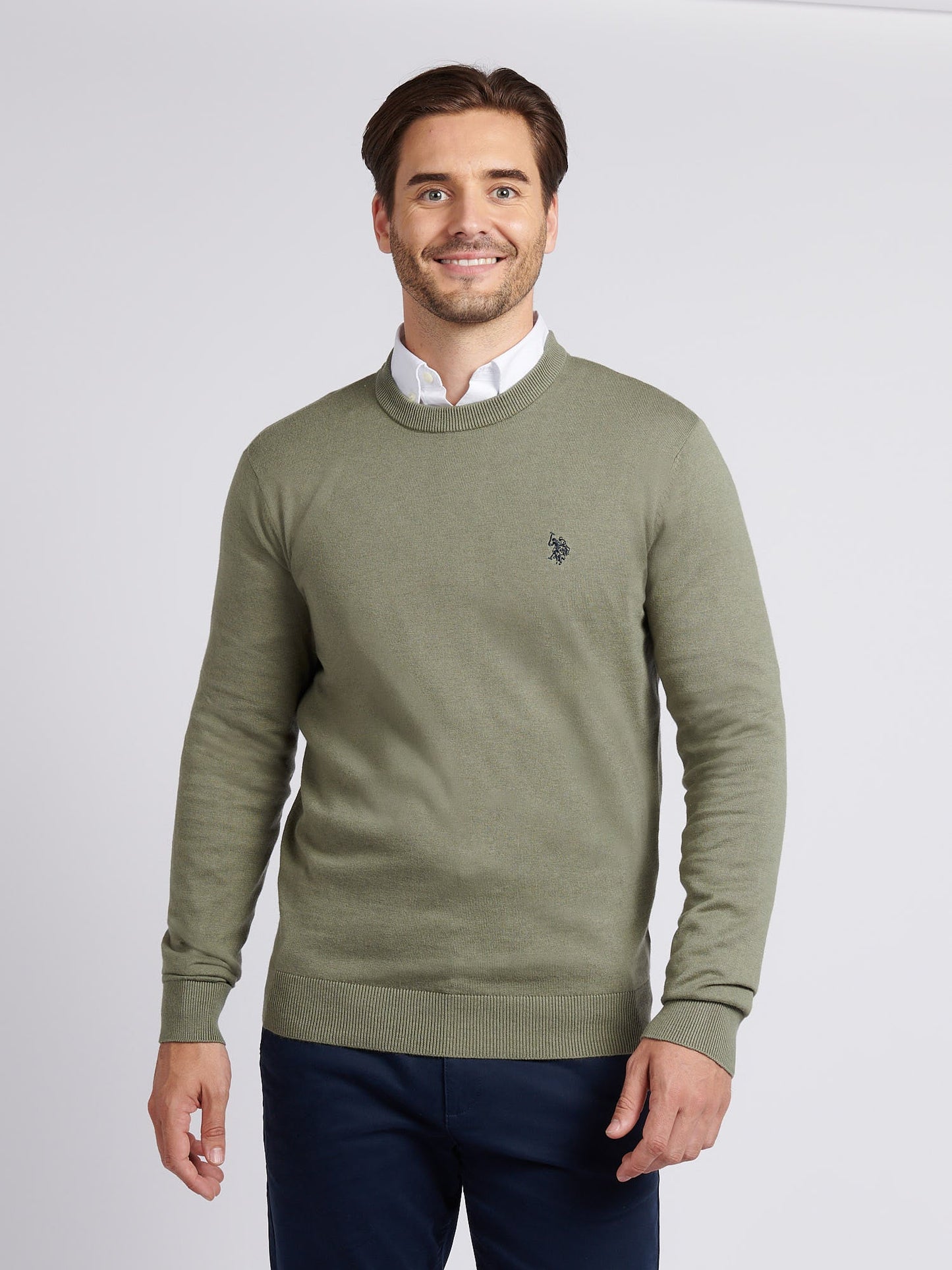 Mens Cotton Crewneck in Iceberg Green