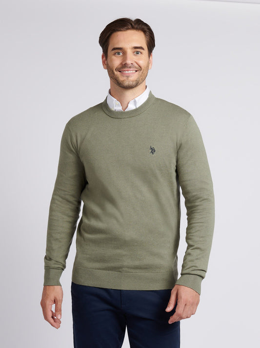 Mens Cotton Crewneck in Iceberg Green