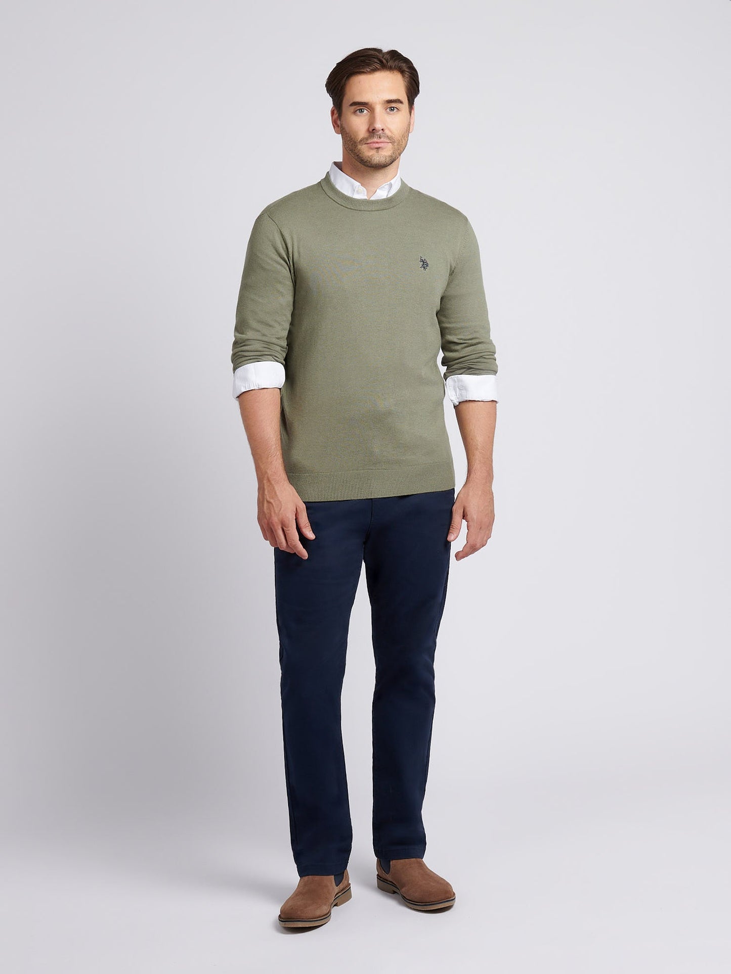 Mens Cotton Crewneck in Iceberg Green
