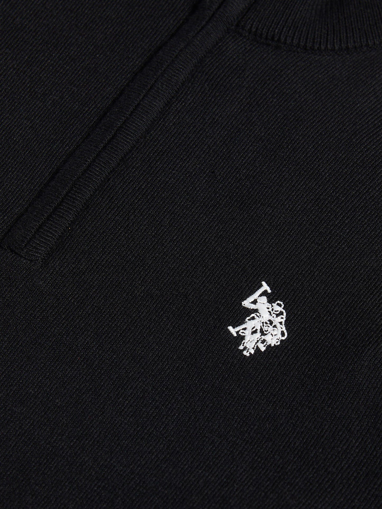 Mens Cotton Funnel Neck 1/4 Zip Knit in Black Bright White DHM