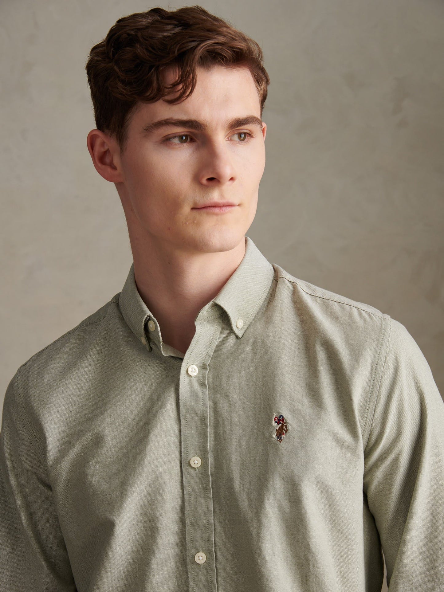 Mens Peached Oxford Shirt Sea Spray