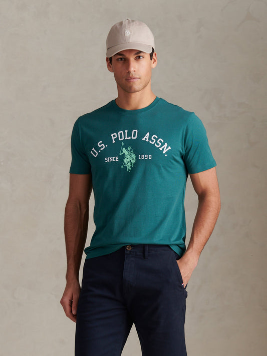 Mens Signature Arch Print T-Shirt Mediterranea