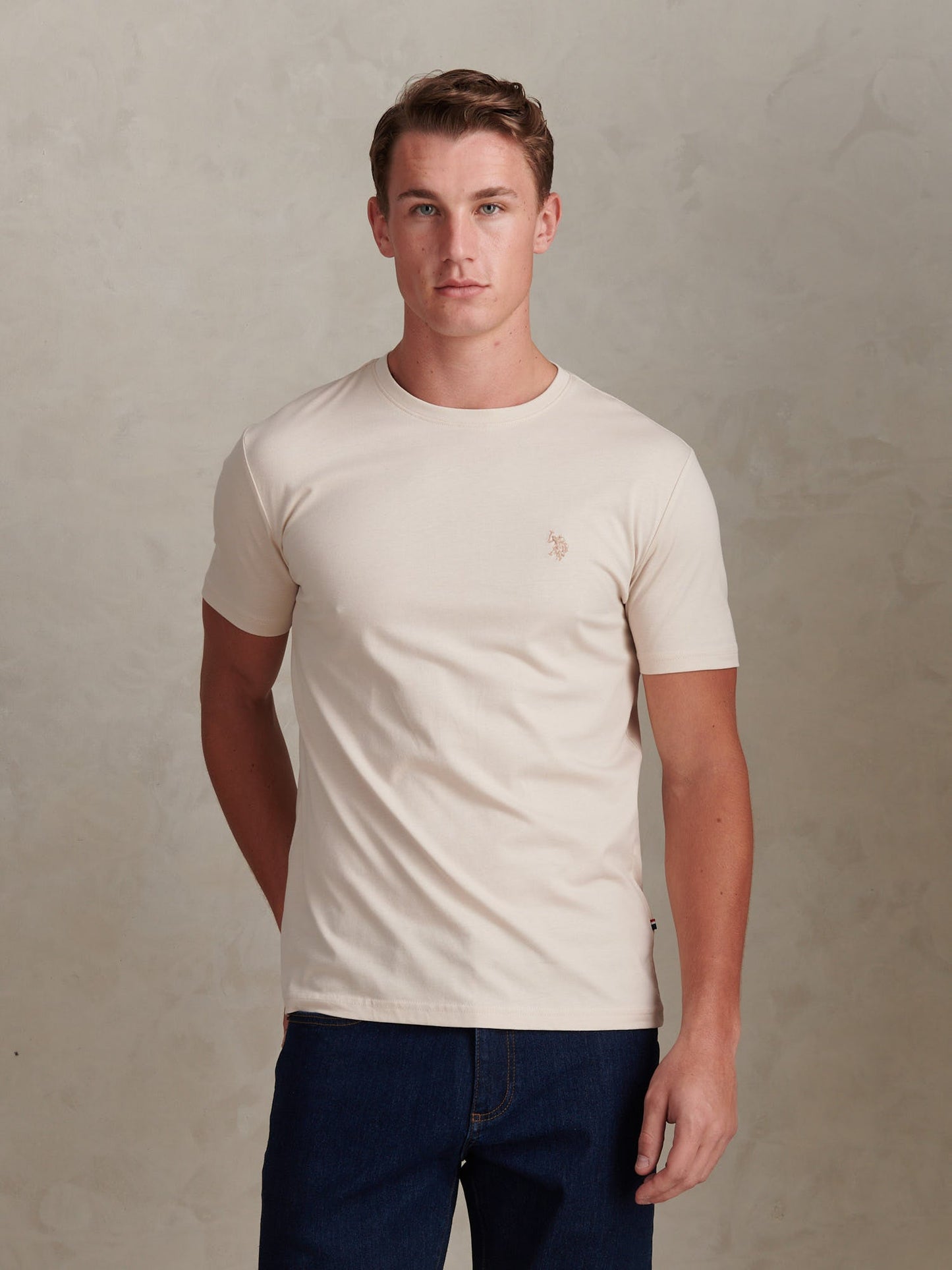 Mens Double Horsemen T-Shirt Beige