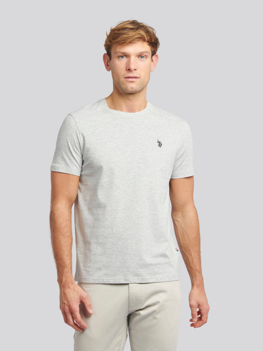 Mens Double Horsemen T-Shirt Mid Grey Marl