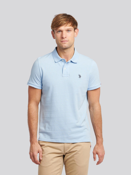 Mens Double Horsemen Polo Shirt Chambray Blue