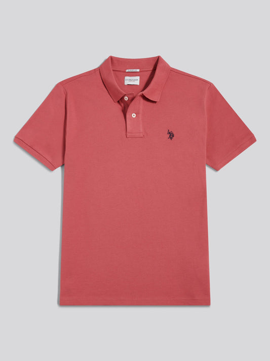 Mens Double Horsemen Polo Shirt Slate Rose