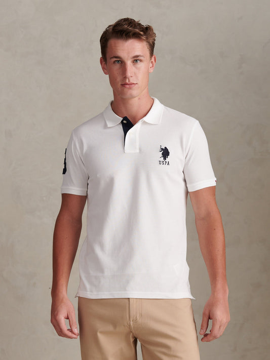 Mens Player 3 Polo Shirt White / Dark Sapphire Navy DHM