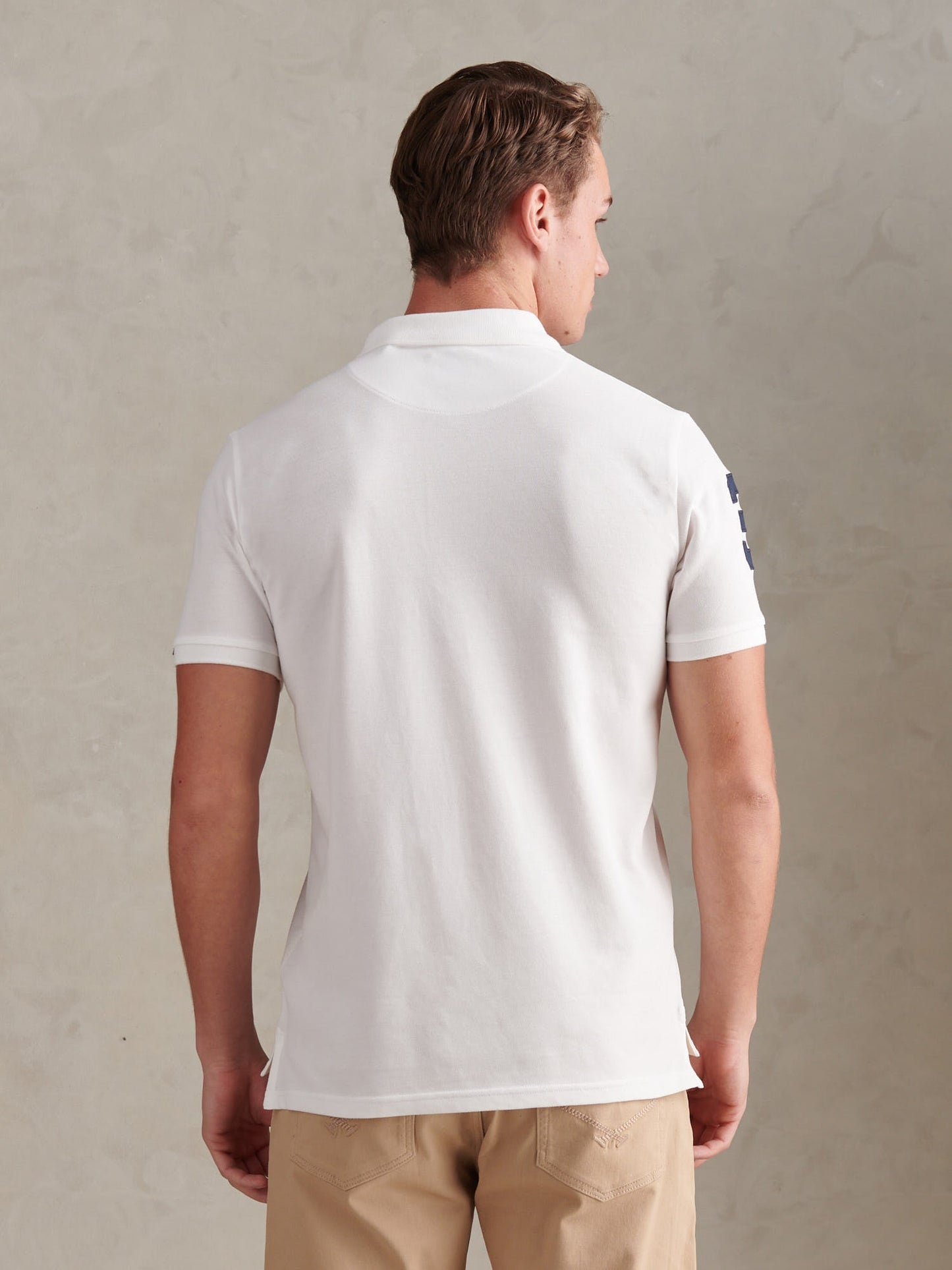 Mens Player 3 Polo Shirt White / Dark Sapphire Navy DHM