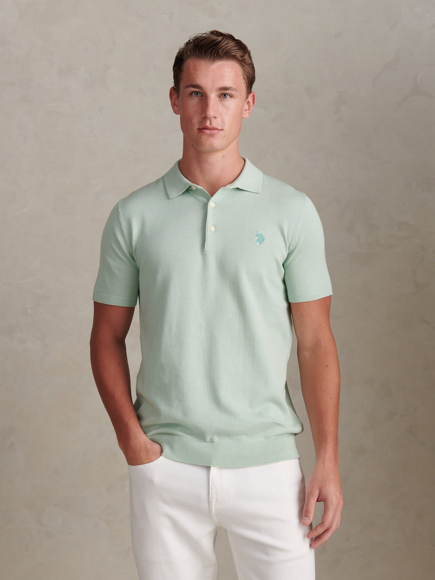 Mens Combed Cotton Polo Shirt Aqua Foam