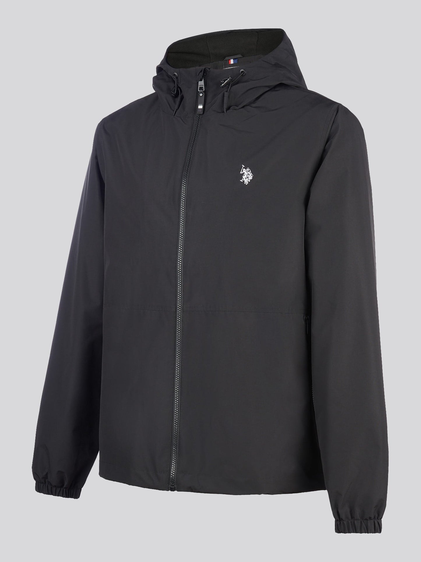 Mens Fleece Lined Windbreaker Jacket in Black Bright White DHM