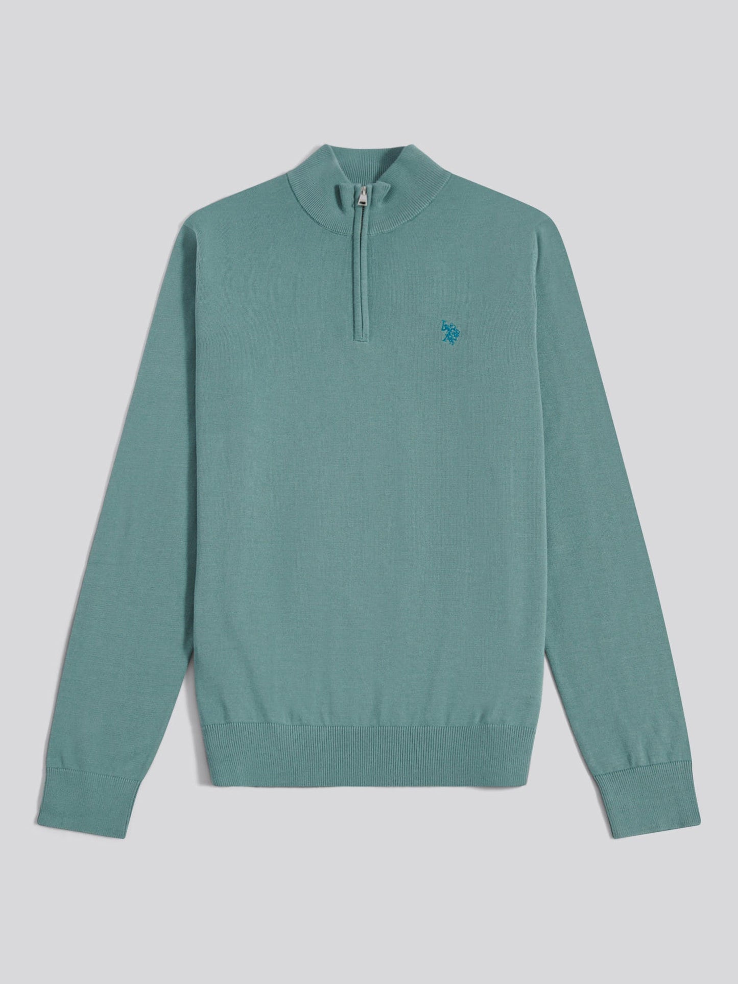 Mens Cotton Quarter Zip Funnel Jumper Arctic