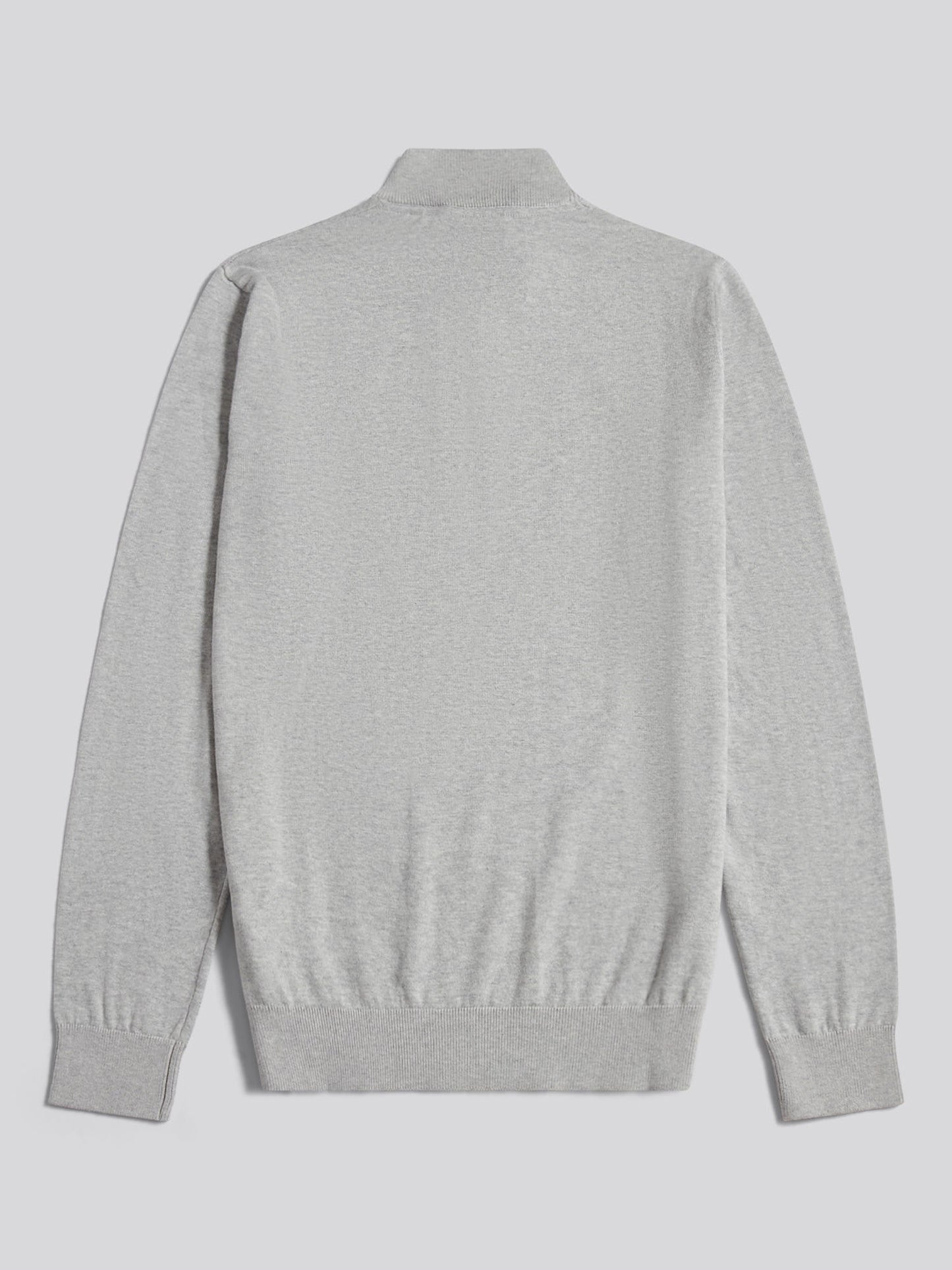 Mens Cotton Quarter Zip Funnel Jumper Mid Grey Marl