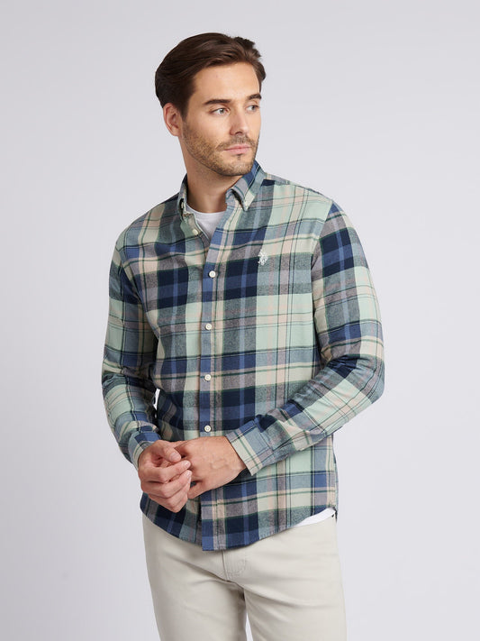 Mens Checked Buttondown Shirt in Vintage Indigo