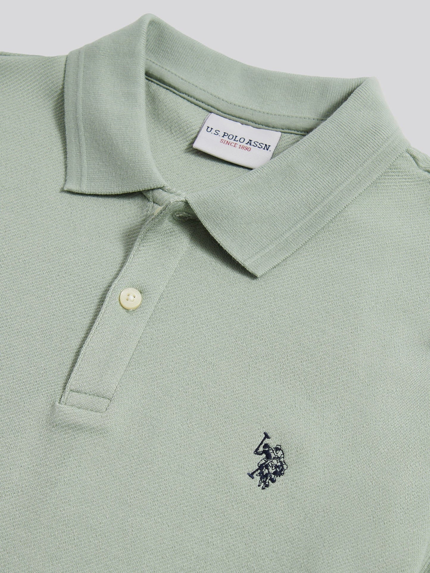 Mens Twill Texture Polo Shirt Iceberg Green