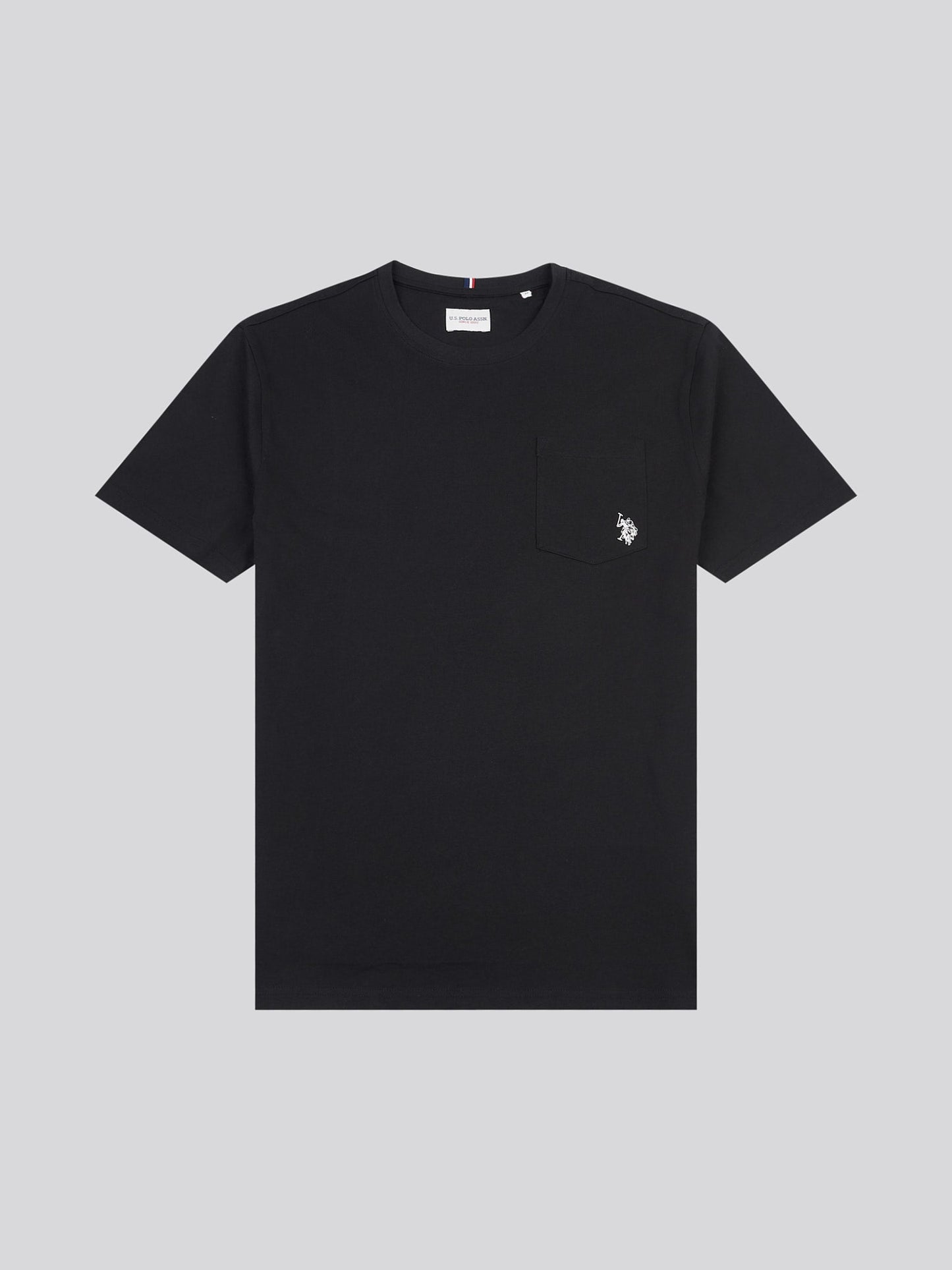 Mens Double Horsemen Pocket T-Shirt in Black Bright White DHM