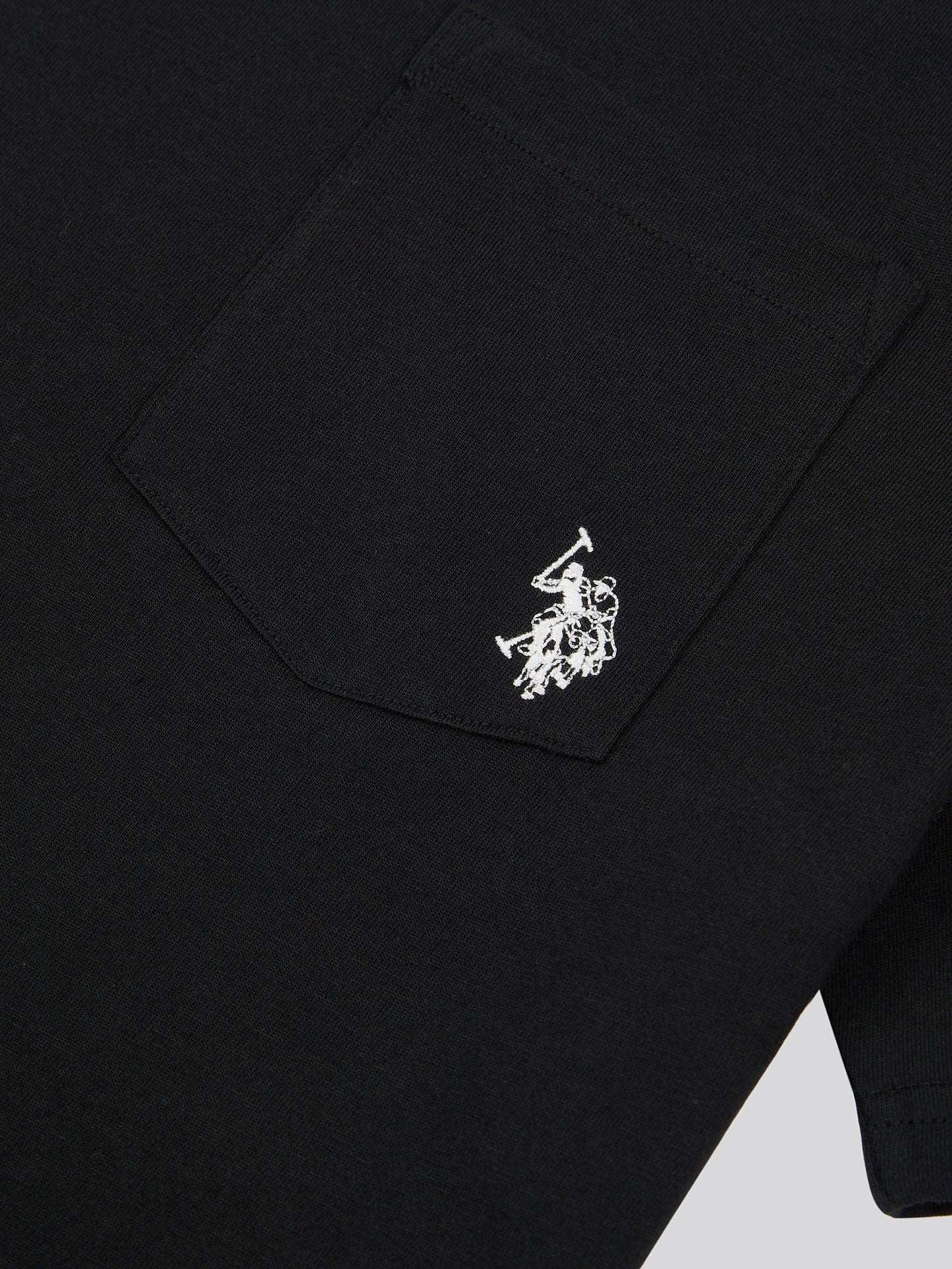 Mens Double Horsemen Pocket T-Shirt in Black Bright White DHM