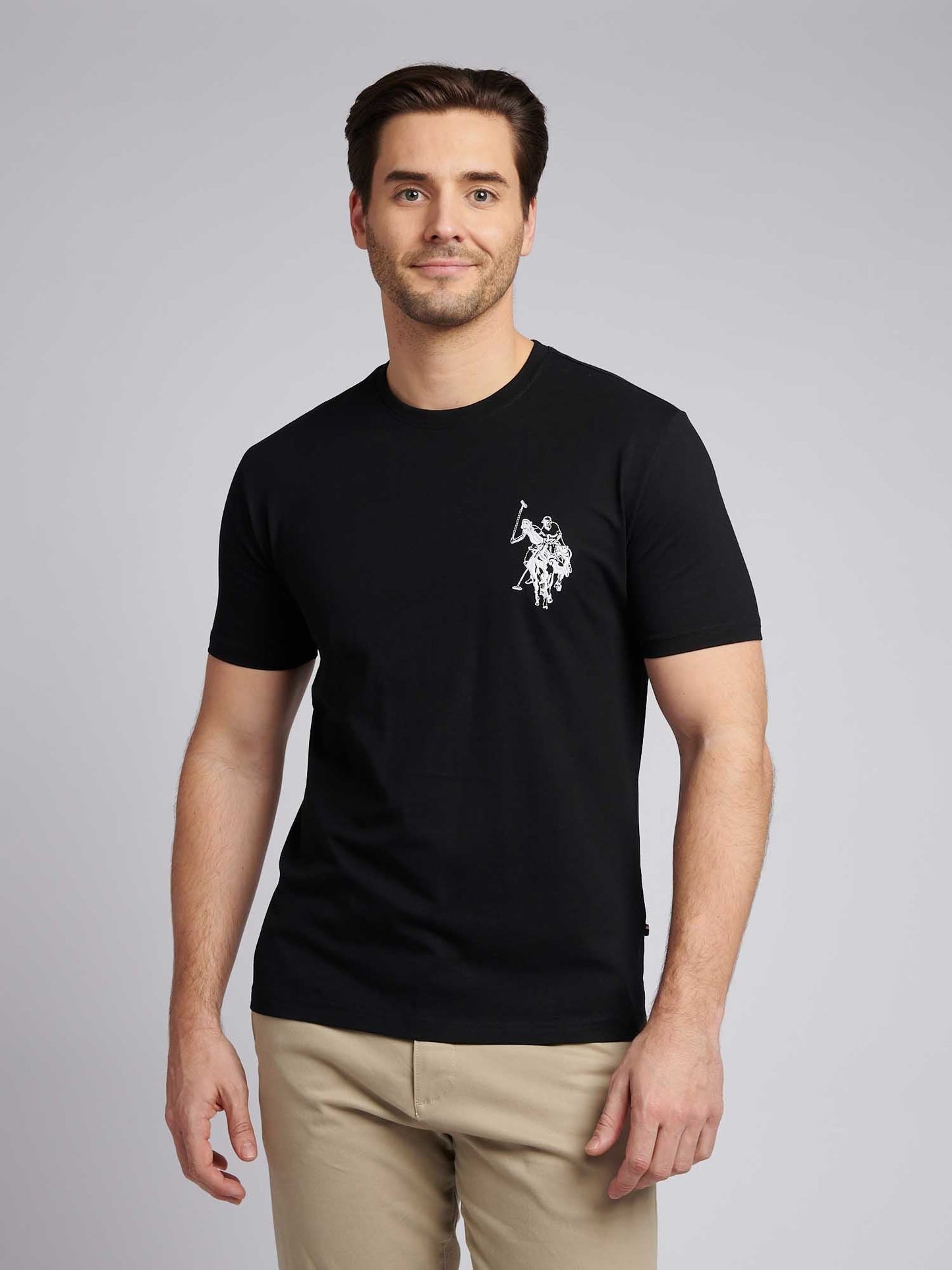 Mens Large Player T-Shirt in Black Bright White DHM