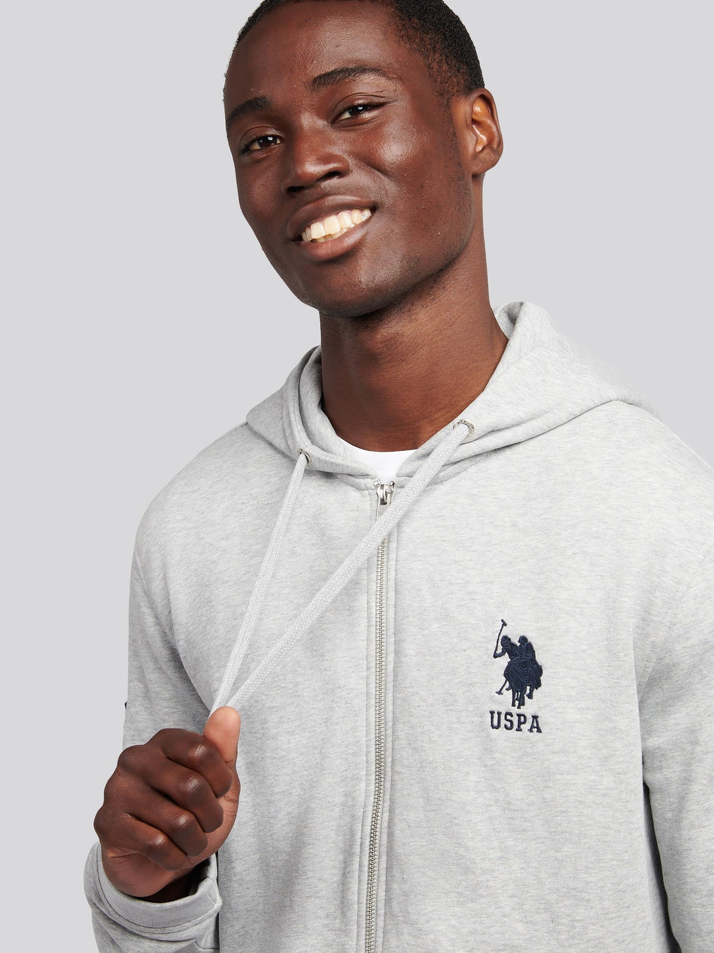 Mens Player 3 Zip Hoodie in Mid Grey Marl
