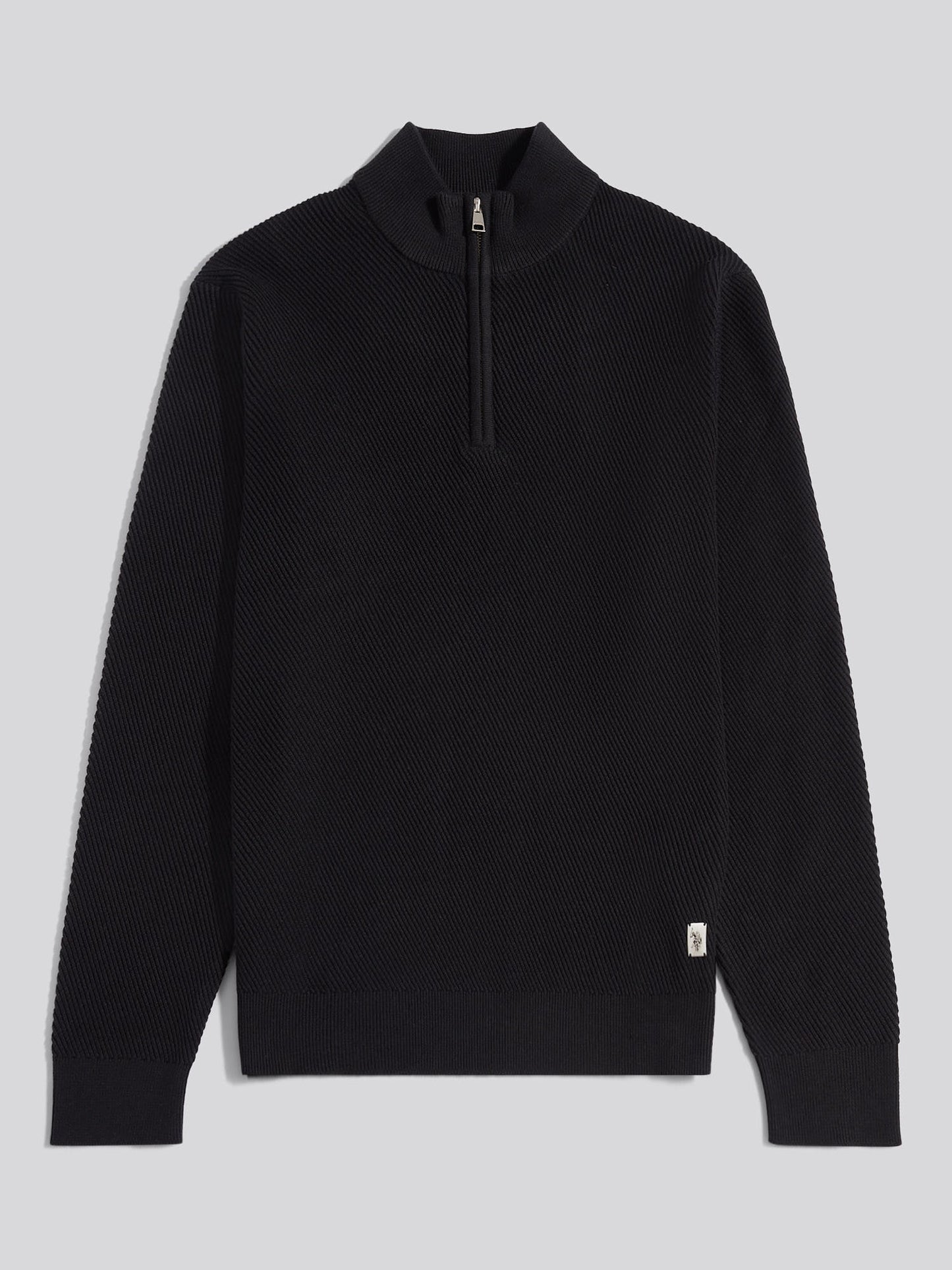 Mens Twill Texture Knit Funnel in Black