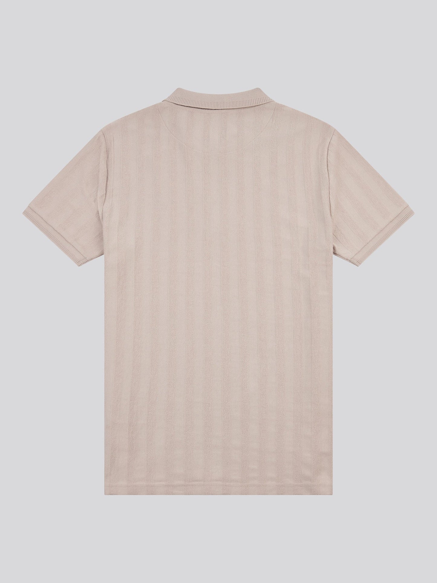 Mens Vertical Stripe Texture Polo Shirt in Atmosphere