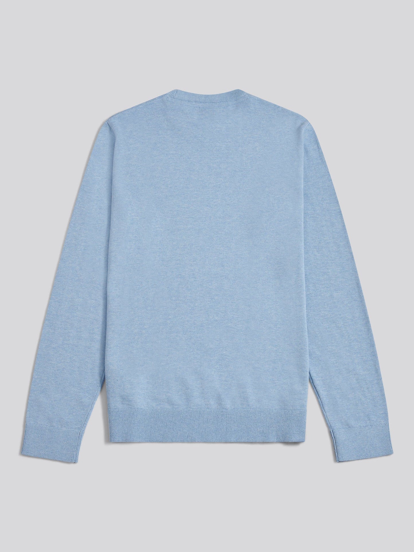 Mens Double Horsemen Cotton Knit Crew Jumper Parisian Blue Marl