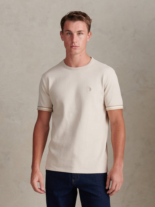 Mens Twill Taped T-Shirt Beige