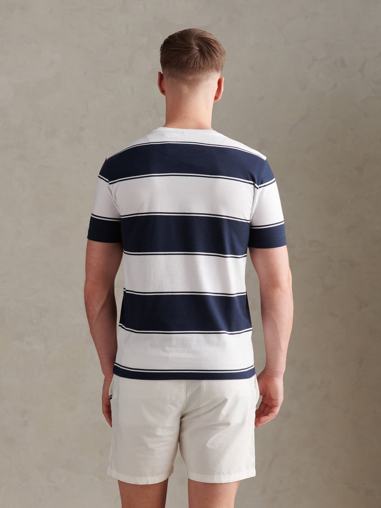 Mens Wide Stripe T-Shirt Dark Sapphire Navy