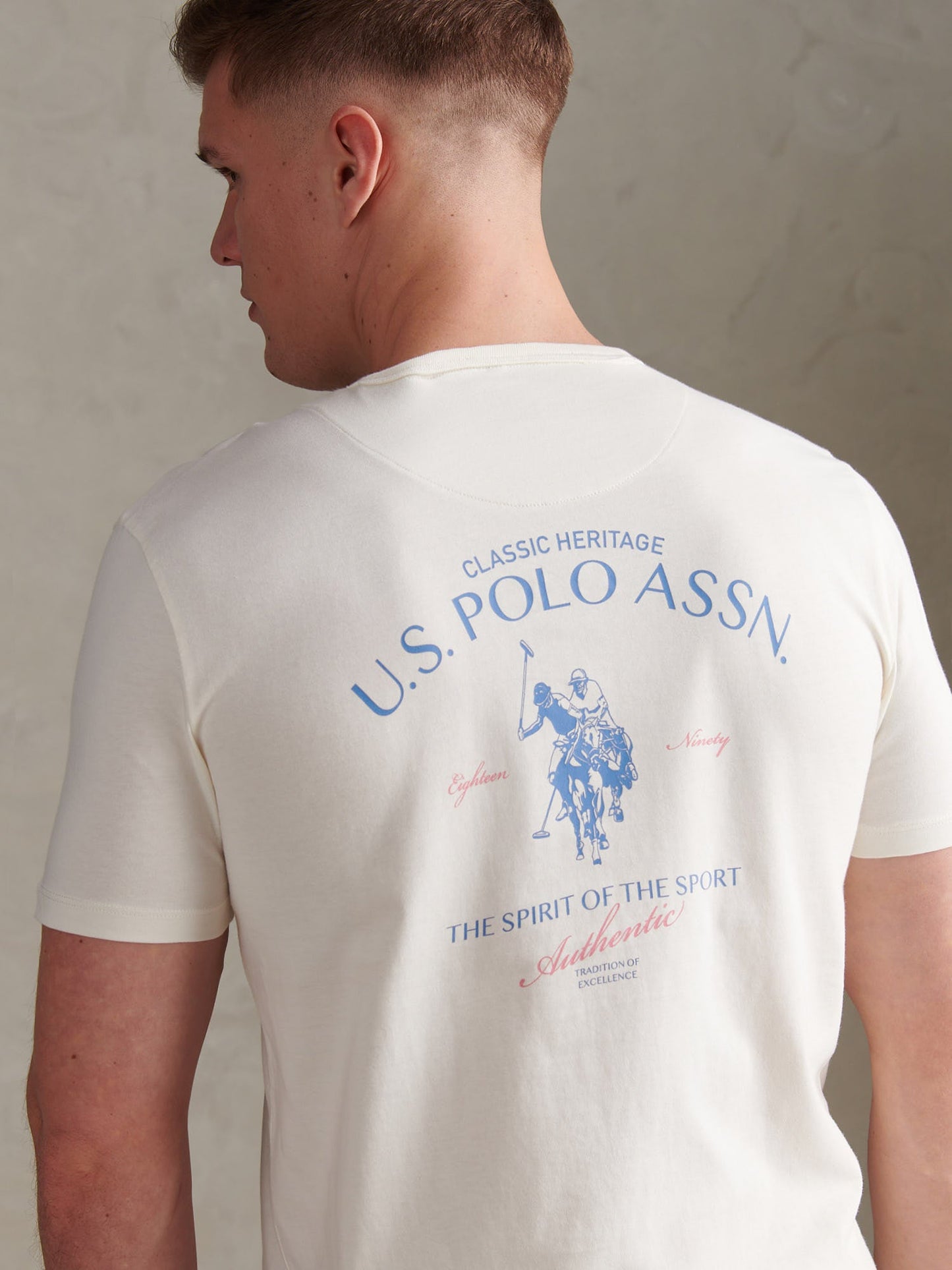 Mens Spirit Of Sport Back Graphic T-Shirt Whisper White