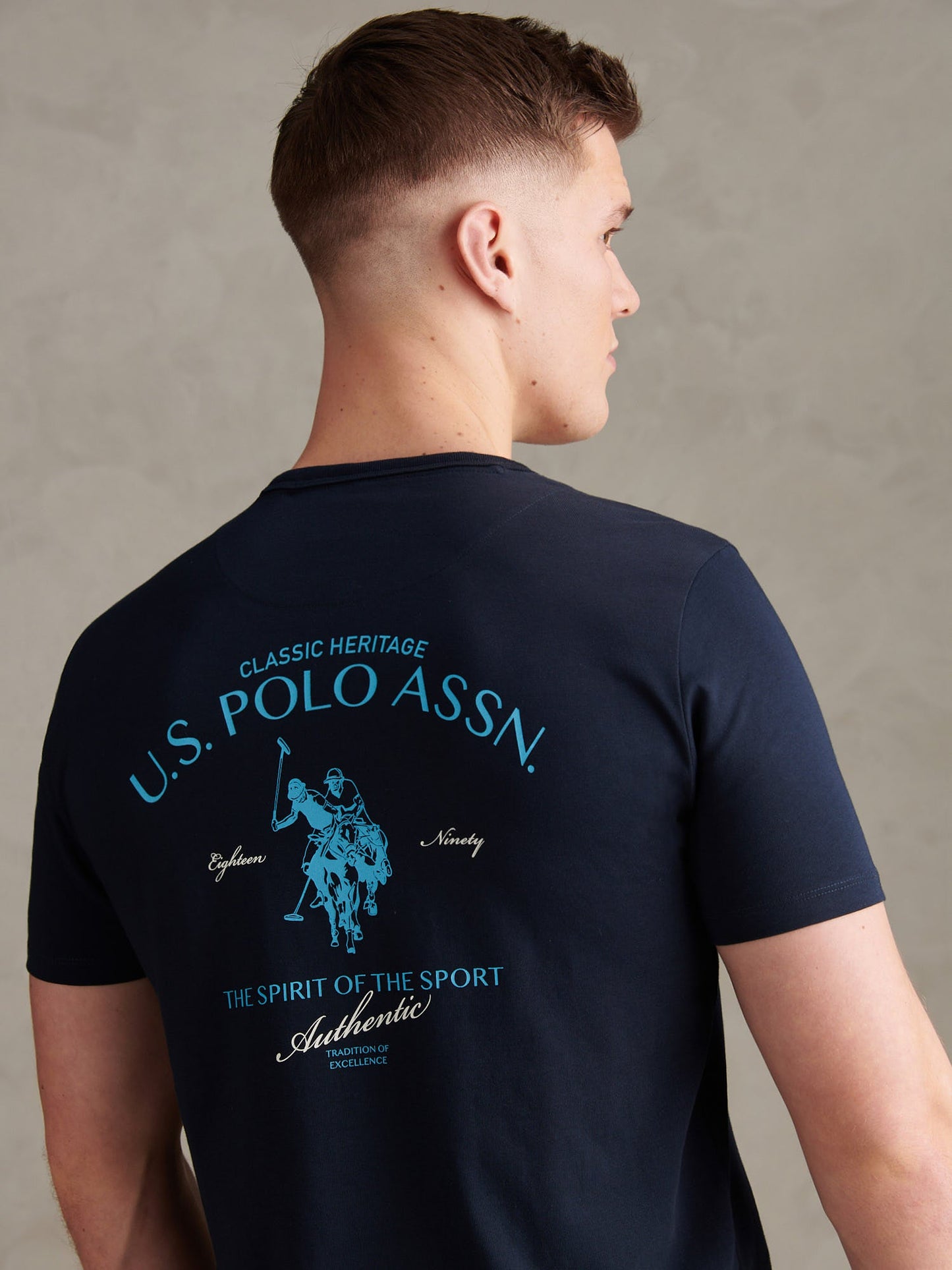 Mens Spirit Of Sport Back Graphic T-Shirt Dark Sapphire Navy