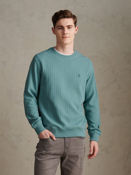 Mens Vertical Texture Double Horsemen Sweatshirt Arctic