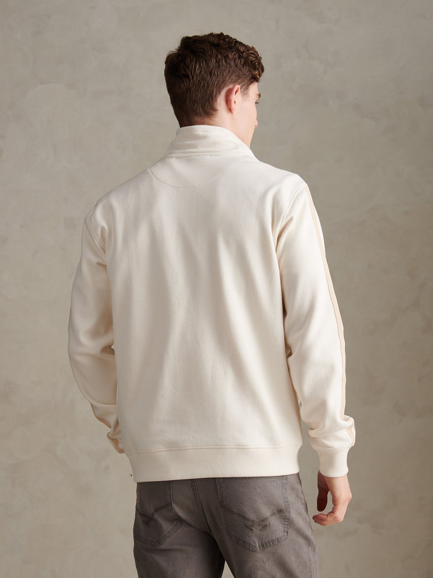 Mens Interlock Taped Funnel Sweatshirt Whisper White