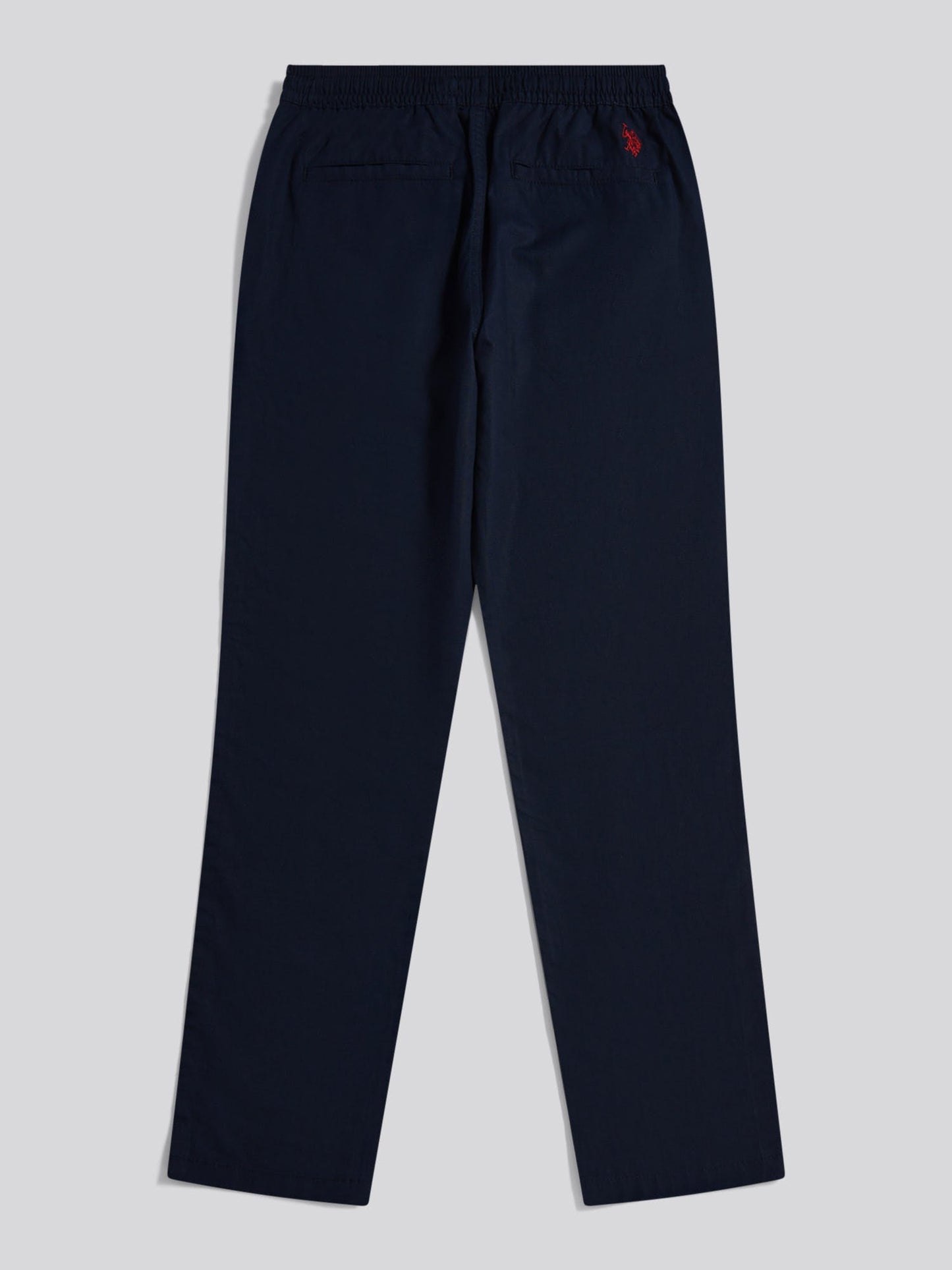 Mens Linen Blend Drawstring Trousers Dark Sapphire Navy / Haute Red DHM