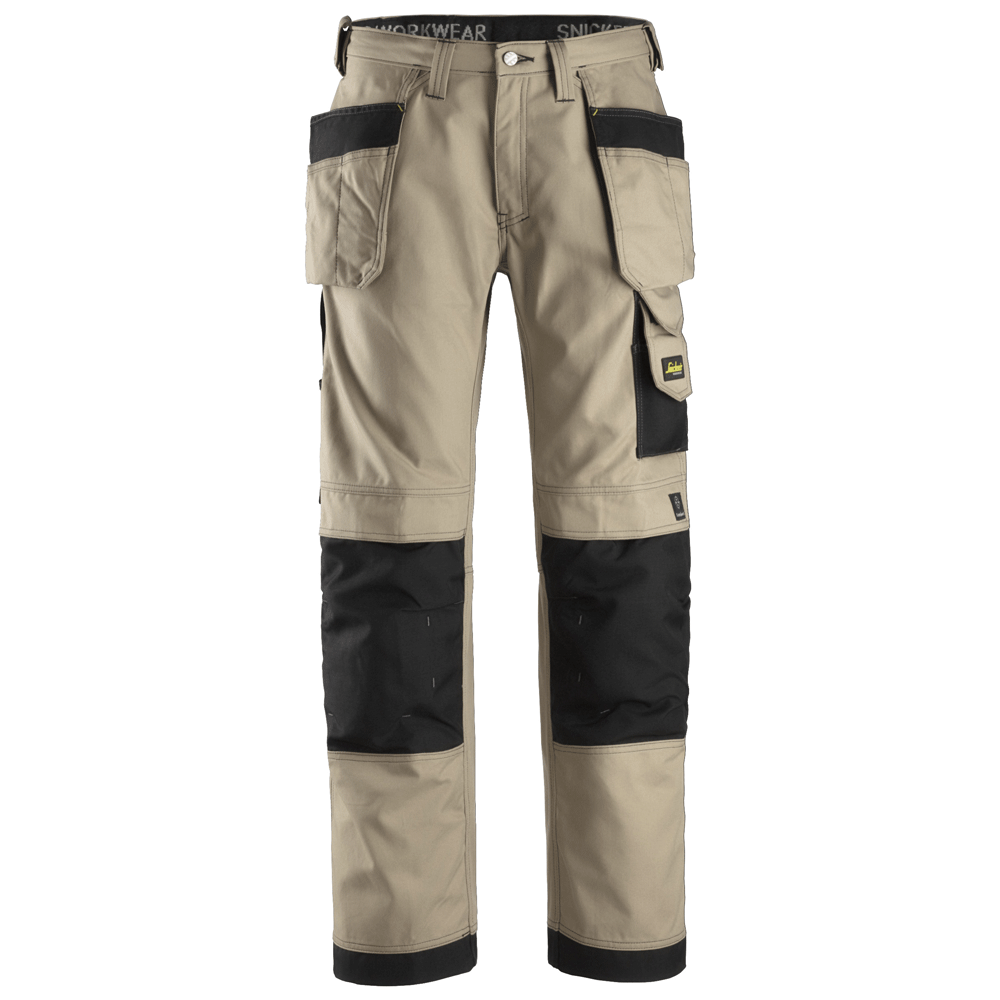 Snickers 3214 Craftsmen Holster Pocket Trousers, Canvas+ Khaki/Black Waist 39"- Leg 32"- Snickers Size: 56