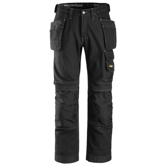 Snickers 3215 Craftsmen Holster Pocket Trousers, Comfort Cotton Black Waist 35"- Leg 28"- Snickers Size: 196