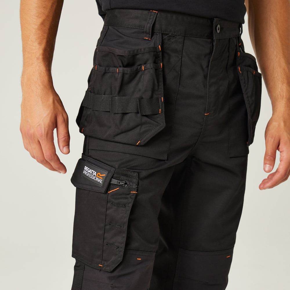 Regatta TRJ387 Incursion Holster Pocket Trousers Black 28" Waist / Regular Leg