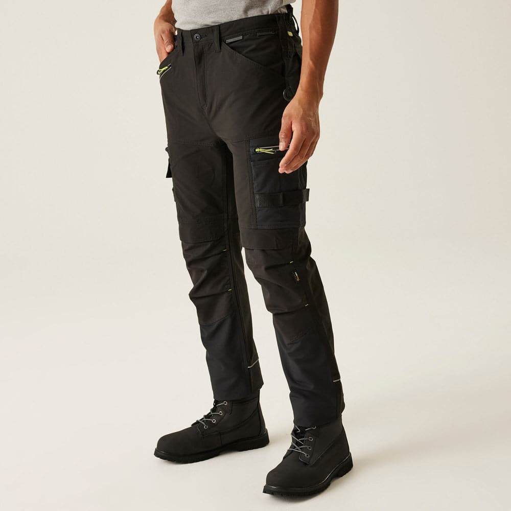 Regatta TRJ393 Tactical Infiltrate Stretch Holster Pocket Trousers Black / 40" Waist / Long Leg