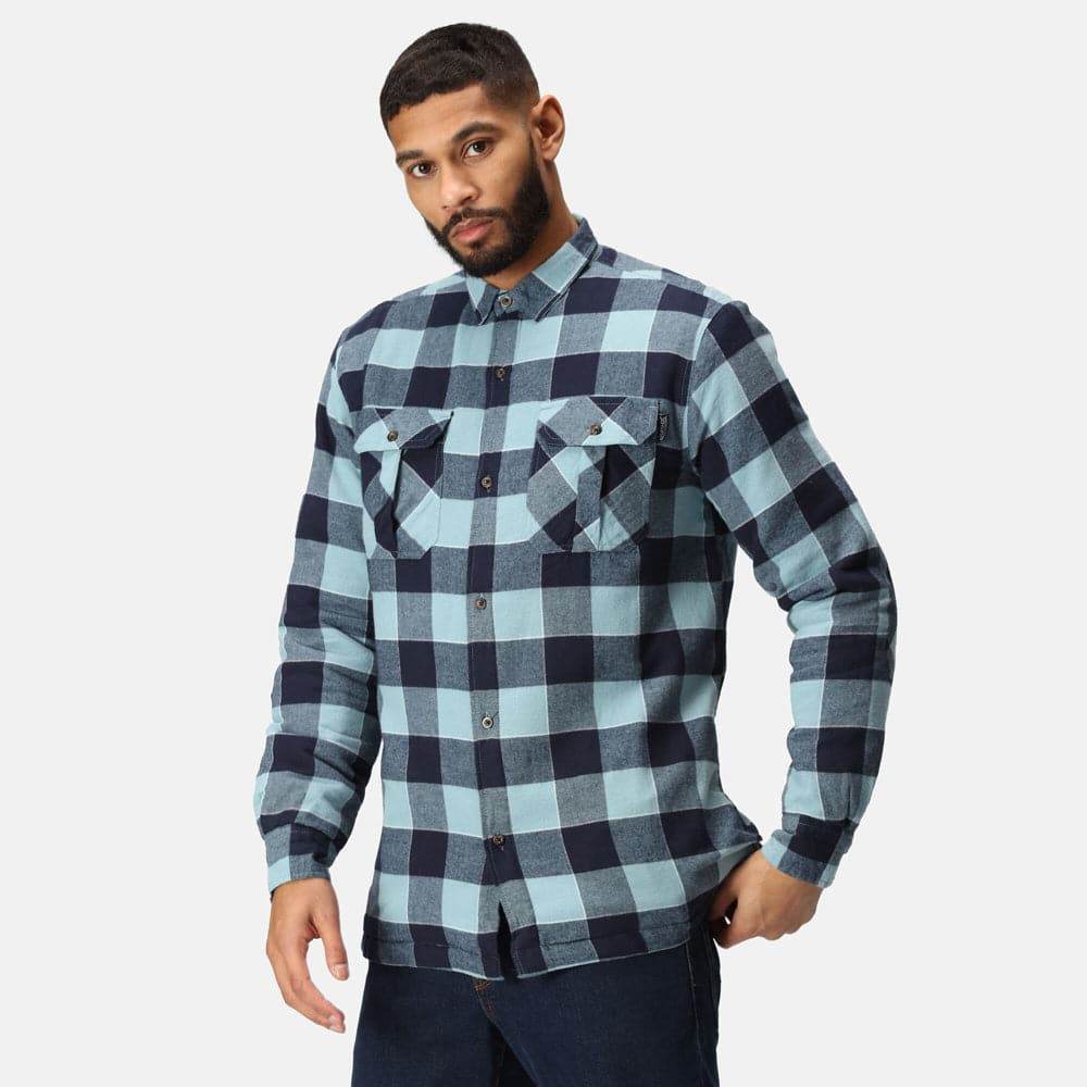 Regatta TRS216 Shelford Padded Check Shirt Jacket Blue Check Large