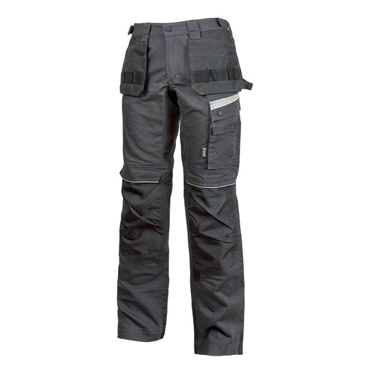 U-Power Gordon Elasticated Waist Canvas Stretch Work Trouser Asphalt Grey 36" Waist 33" Leg - EU 52