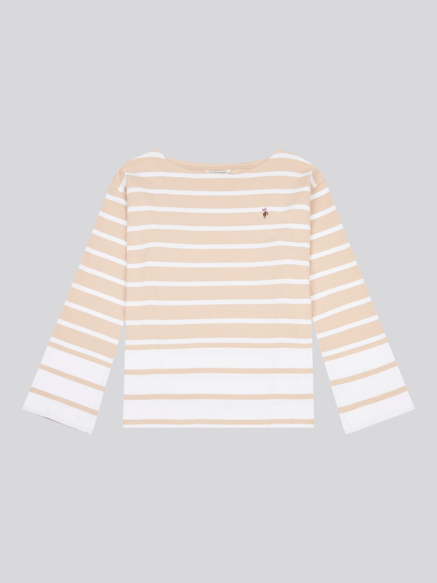 Womens Block Stripe Long Sleeve T-Shirt in Smoke Gray
