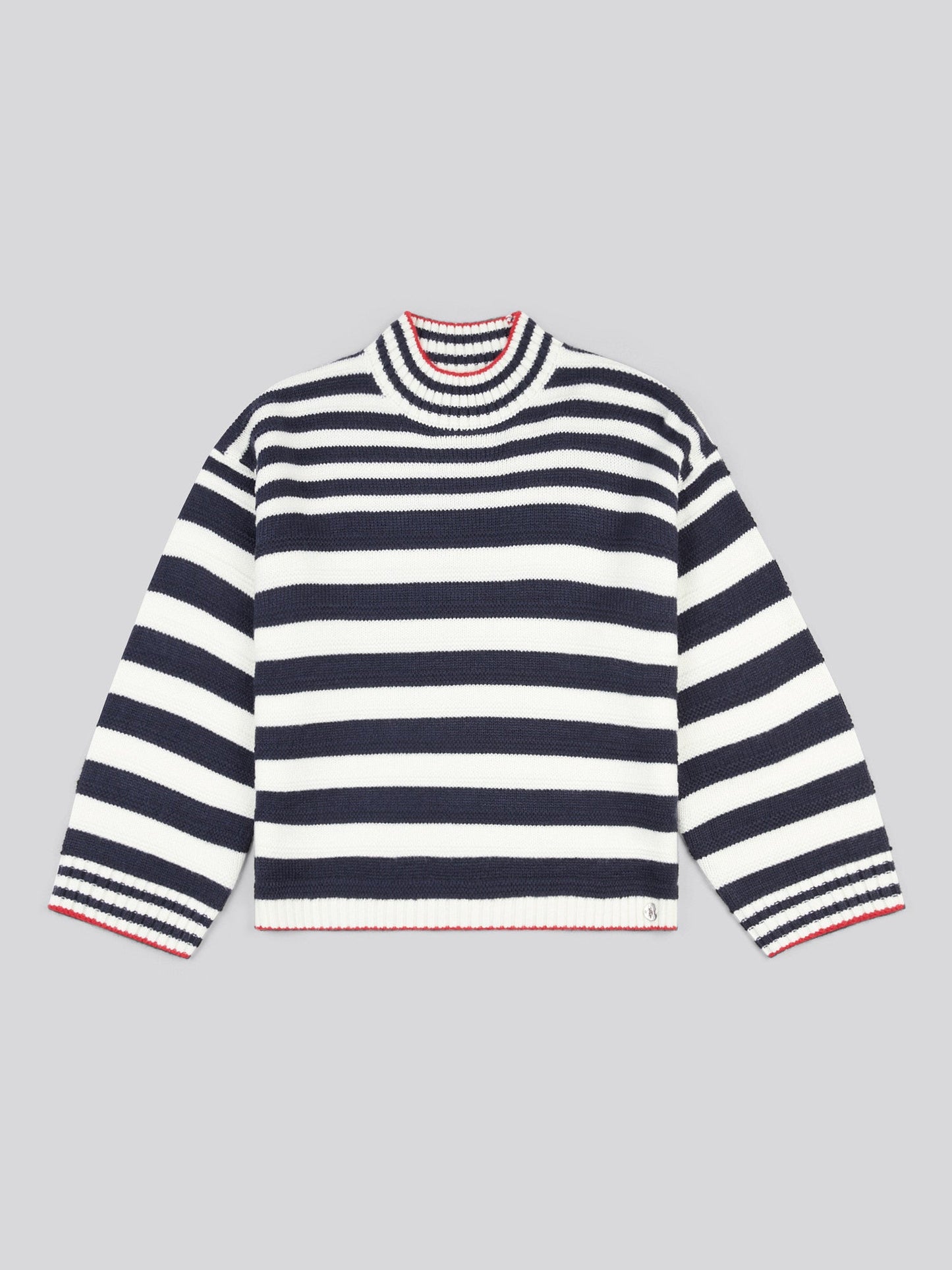 Womens Textured Stripe Mock Neck Jumper in Marshmallow