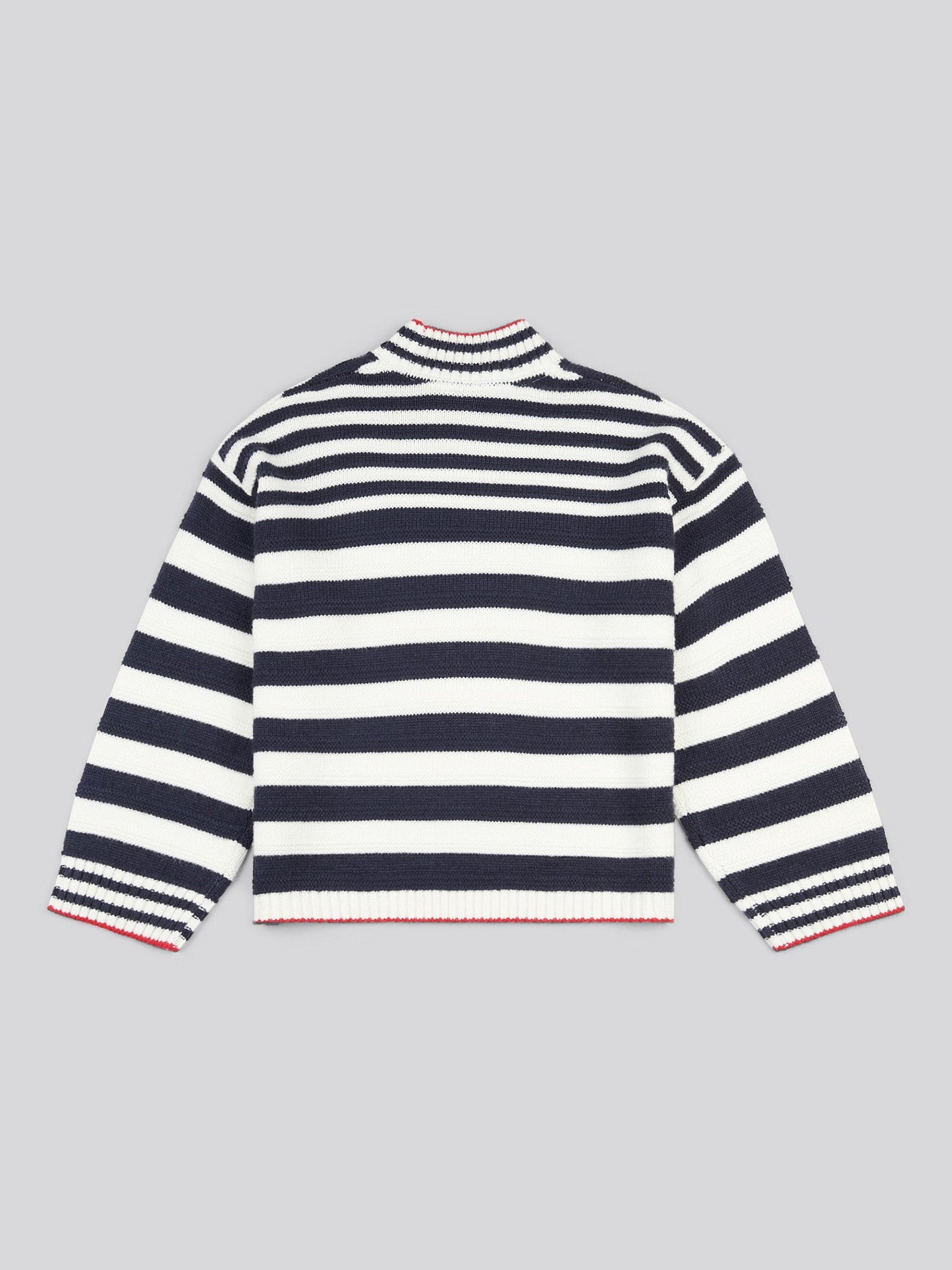 Womens Textured Stripe Mock Neck Jumper in Marshmallow